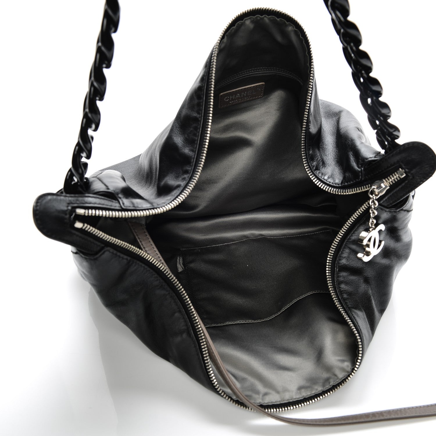Chanel Calfskin Modern Chain Rhodoid Hobo Black 5 of 8
