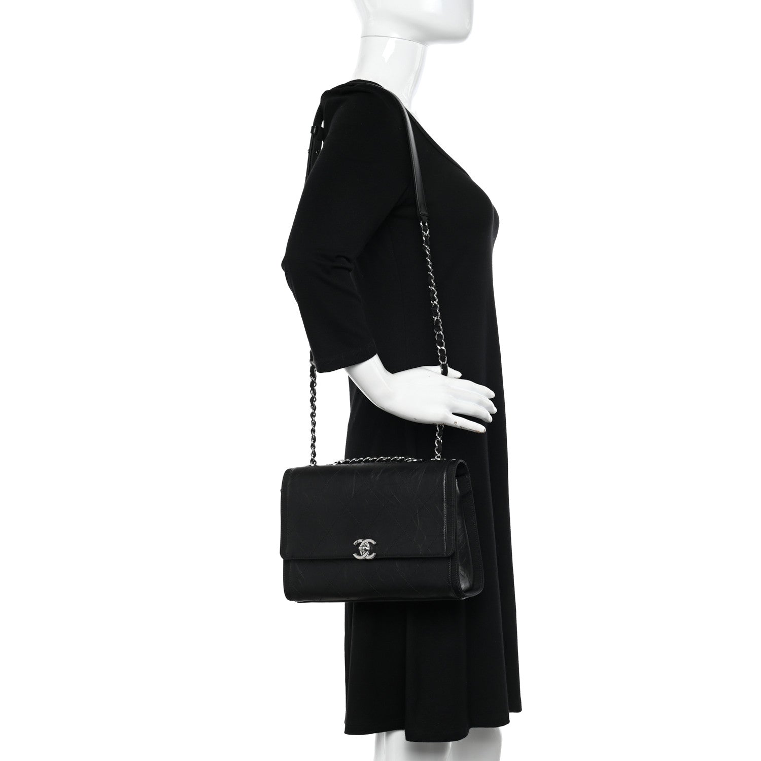 Chanel Crumpled Calfskin Flap Bag Black 2 of 11