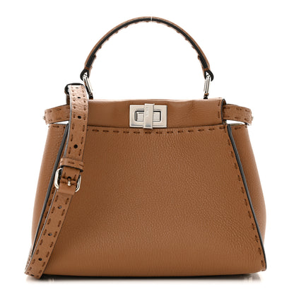 Fendi Cuoio Romano Selleria Bi-Color Mini Peekaboo Iconic Satchel Mou Milk 1 of 11