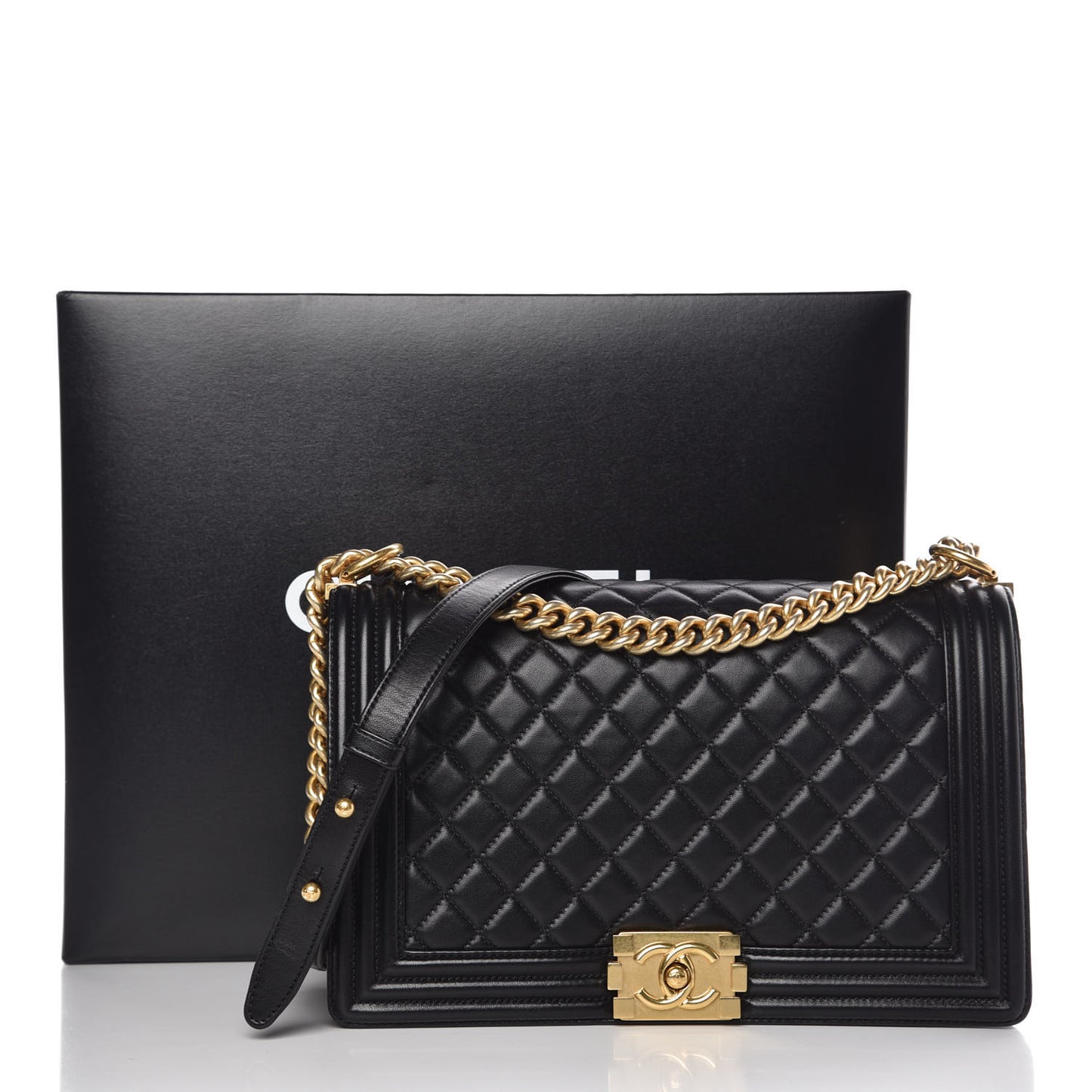 Lambskin Quilted New Medium Boy Flap Black