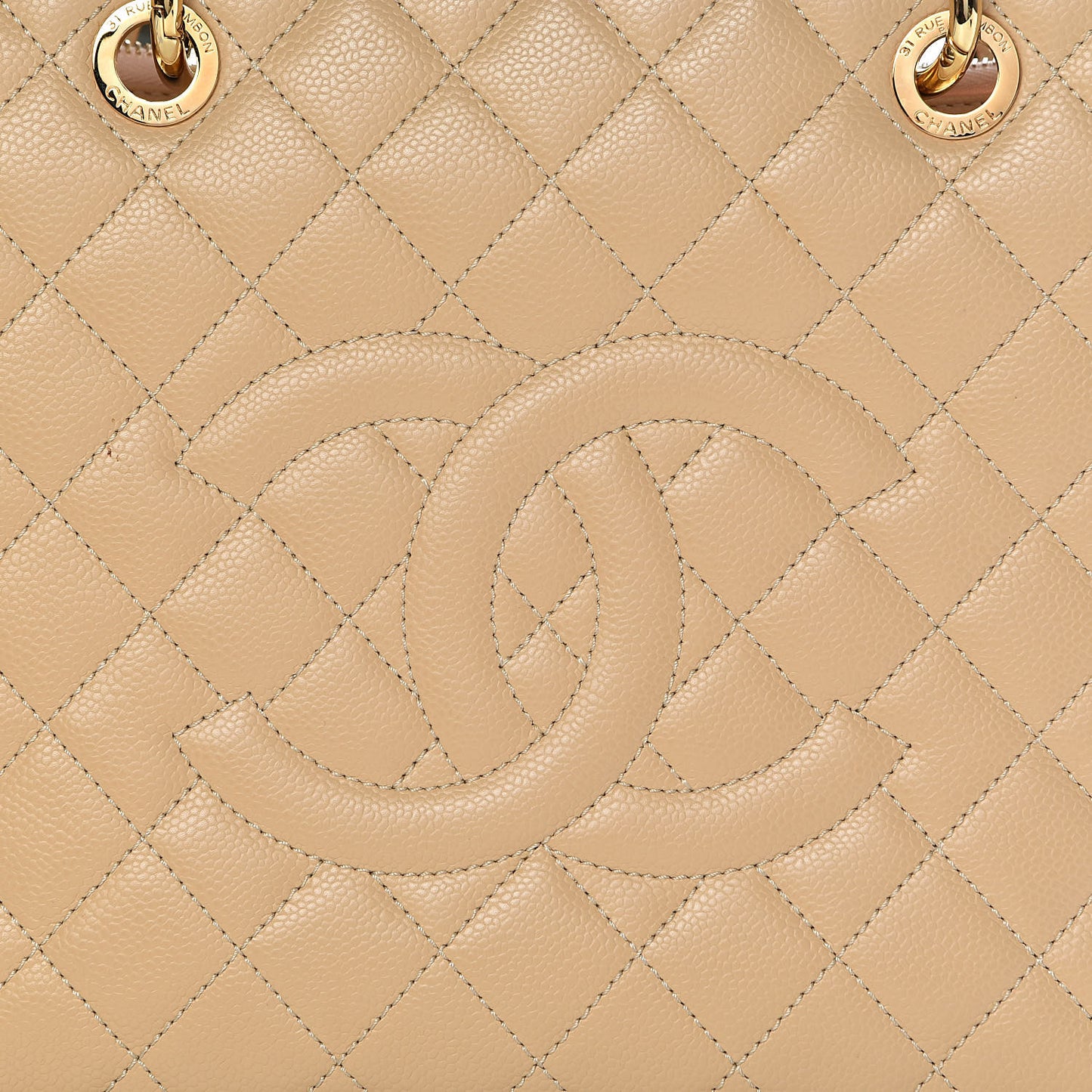 Caviar Quilted Grand Shopping Tote GST Beige Clair