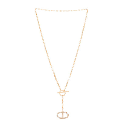 Hermes 18K Rose Gold Diamond GM Chaine D'Ancre Contour Pendant Necklace SH 3 of 7