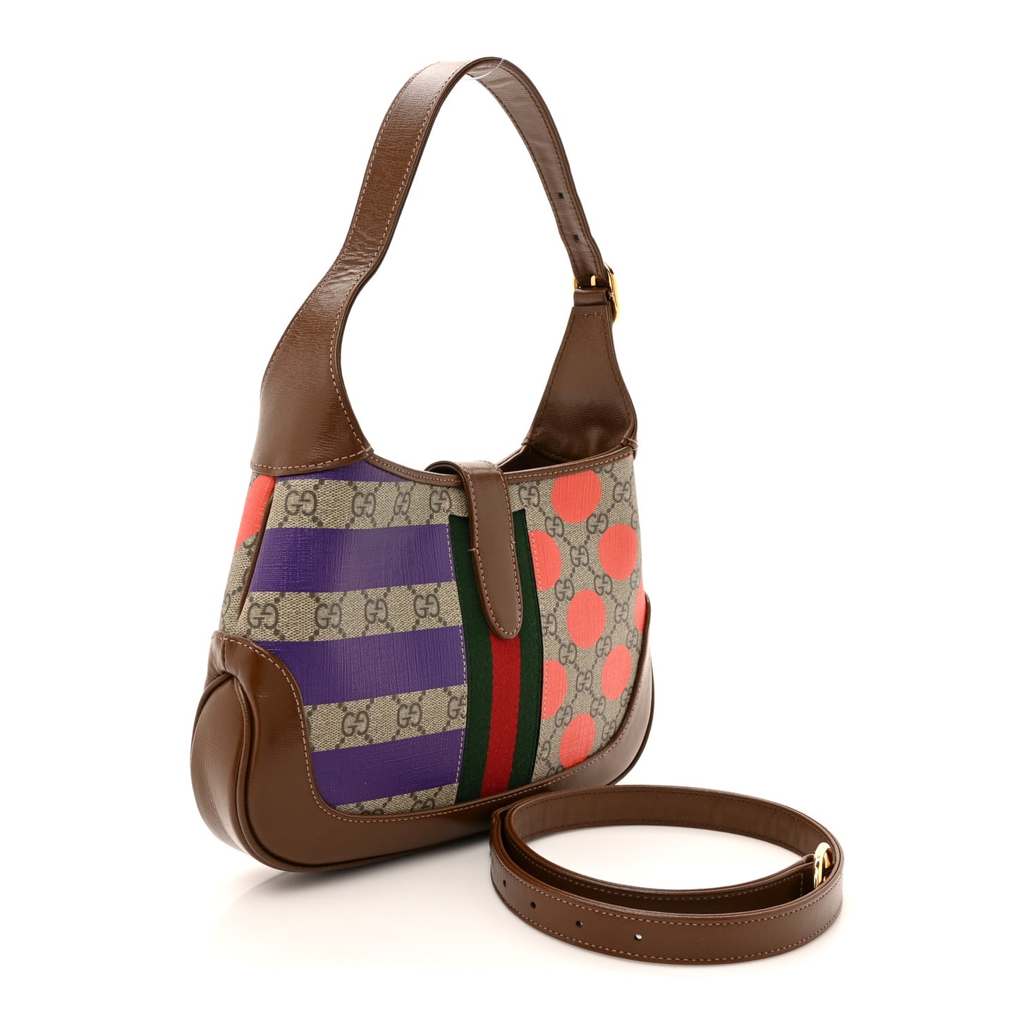 GG Supreme Monogram Azalea Calfskin Print Web Small Jackie 1961 Hobo Multicolor