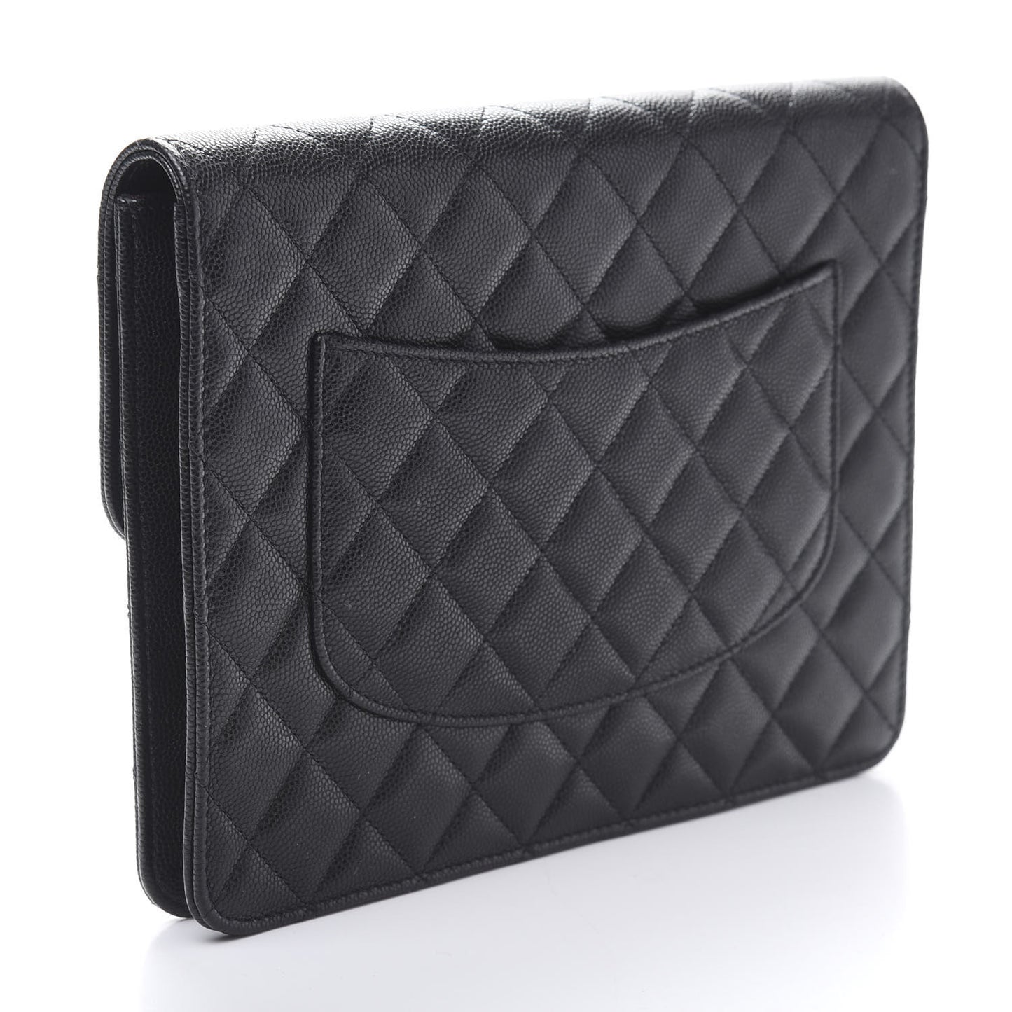 Caviar Quilted Square Flap Clutch Black