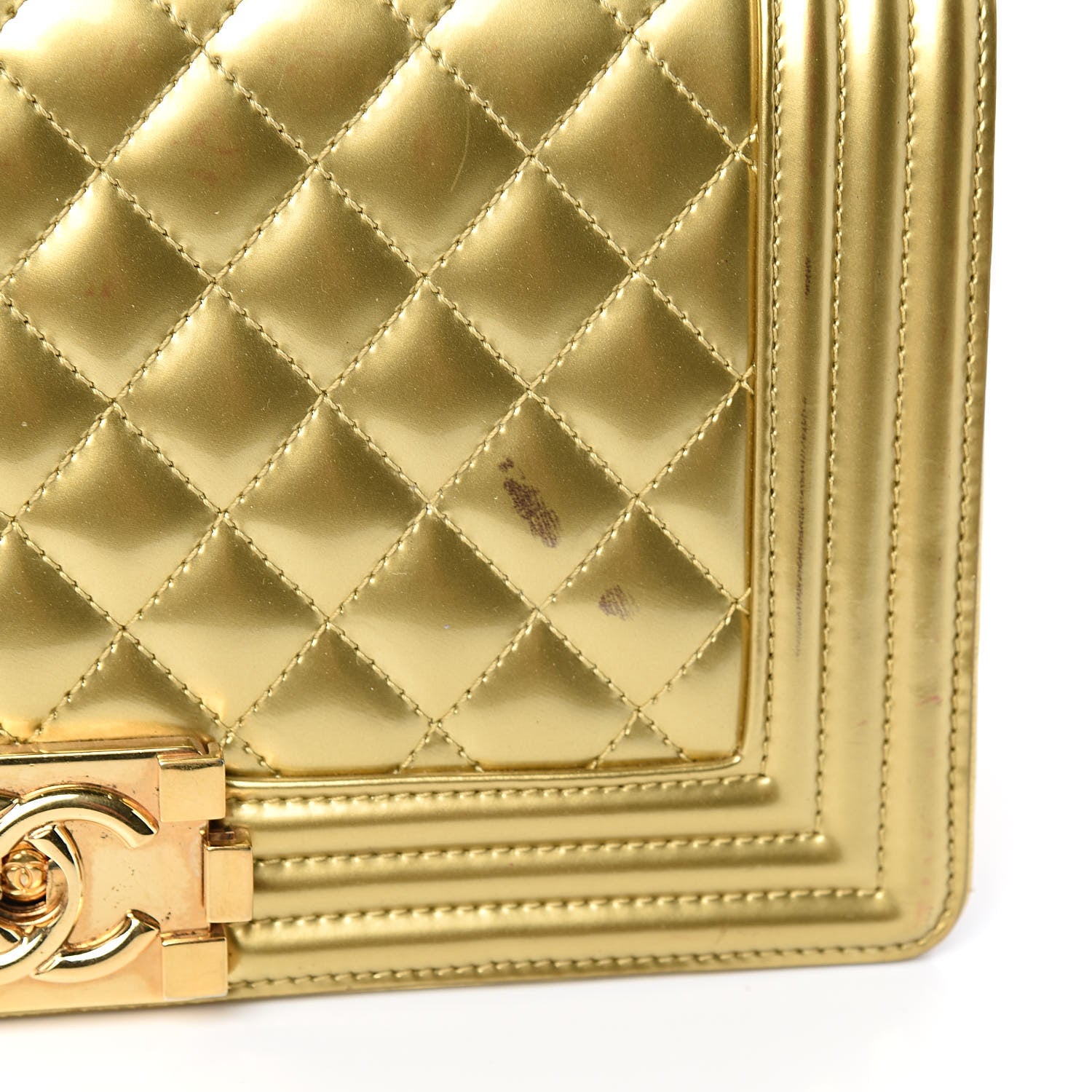 Chanel Metallic Patent Calfskin Quilted Medium Boy Flap Gold 8 of 16