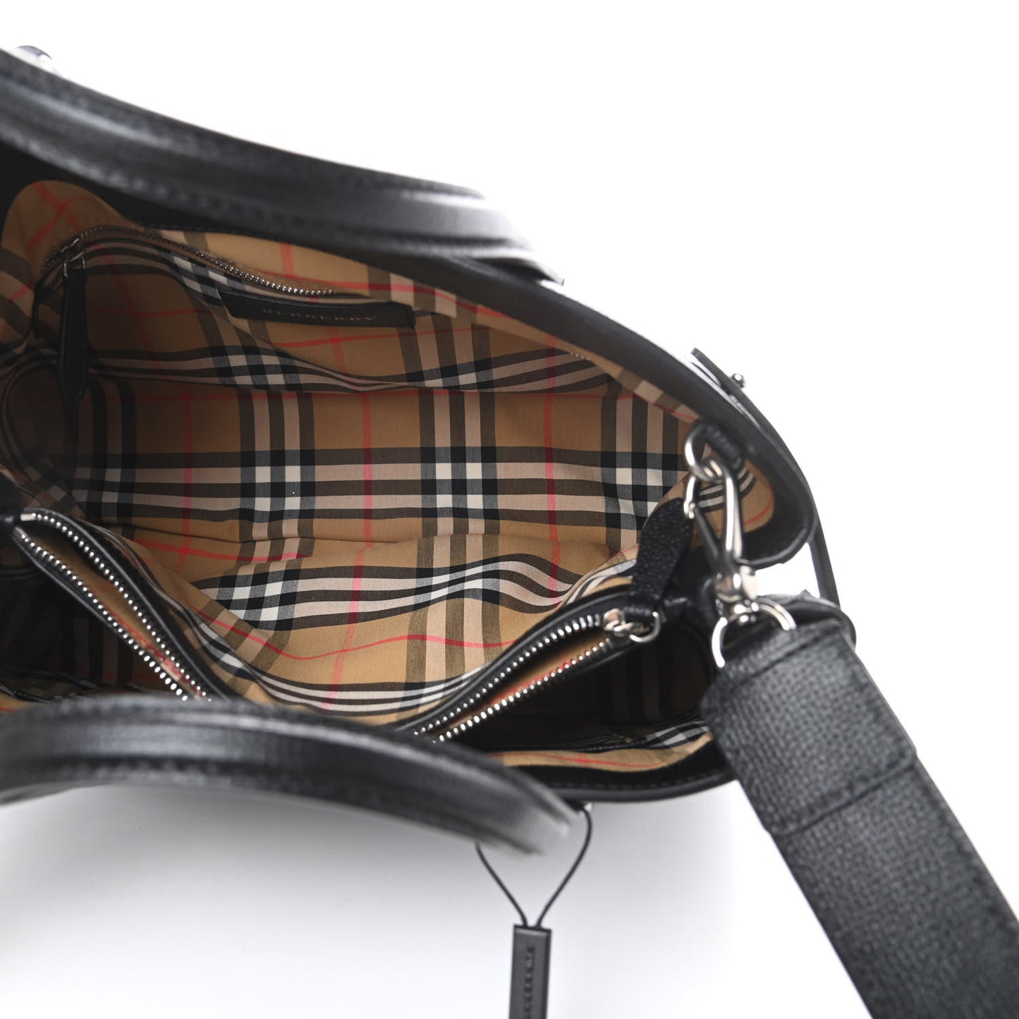 Derby Calfskin House Check Medium Banner Tote Black