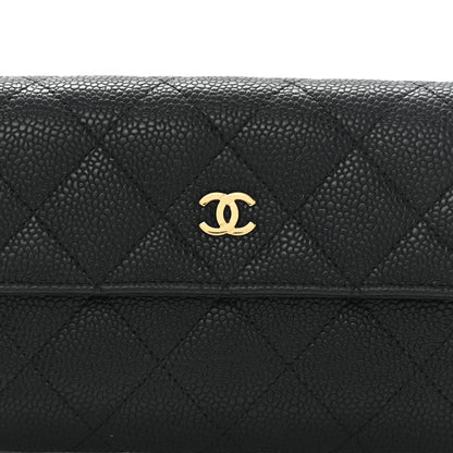 Chanel Caviar Quilted Large Gusset Flap Wallet Black 9 of 12