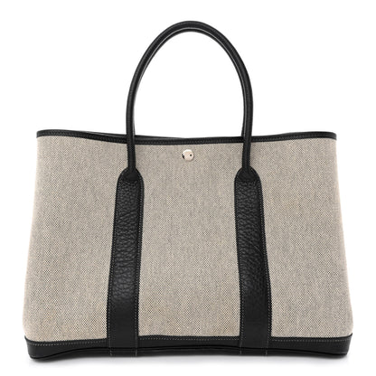 Hermes Twill H Negonda Garden Party 36 MM Tote Ecru Black 1 of 12