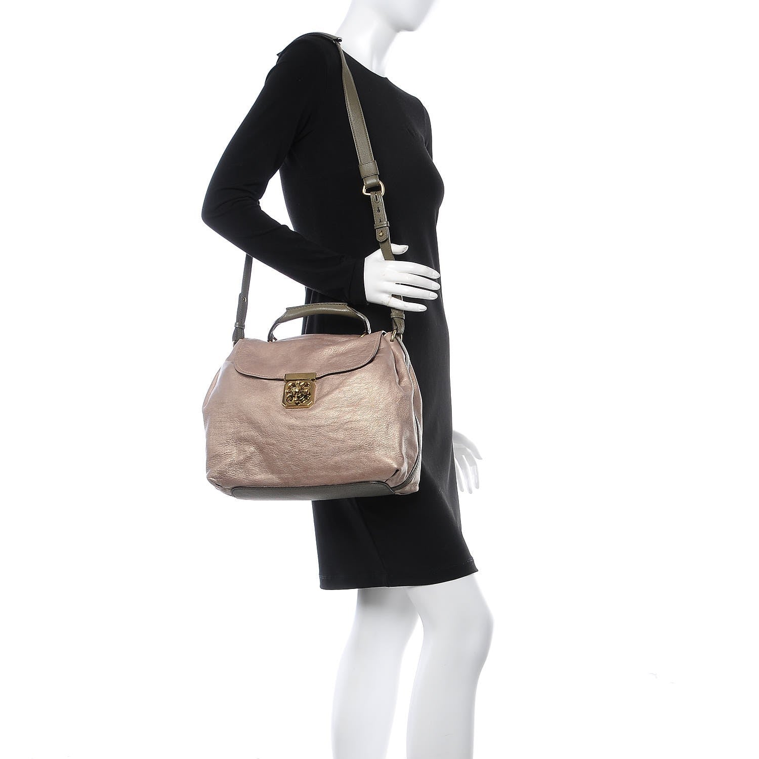 Chloe Metallic Calfskin Medium Elsie Satchel Gold Green 2 of 7