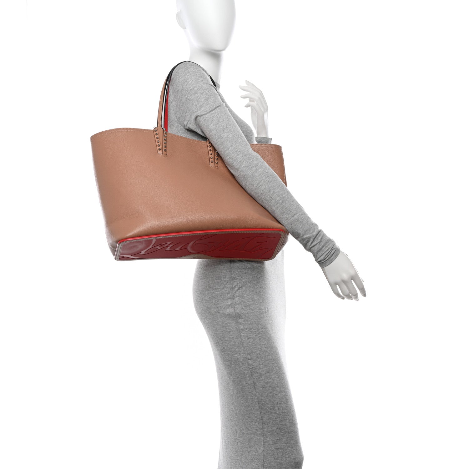 Christian Louboutin Calfskin Spikes East West Cabata Tote Nude 2 of 12
