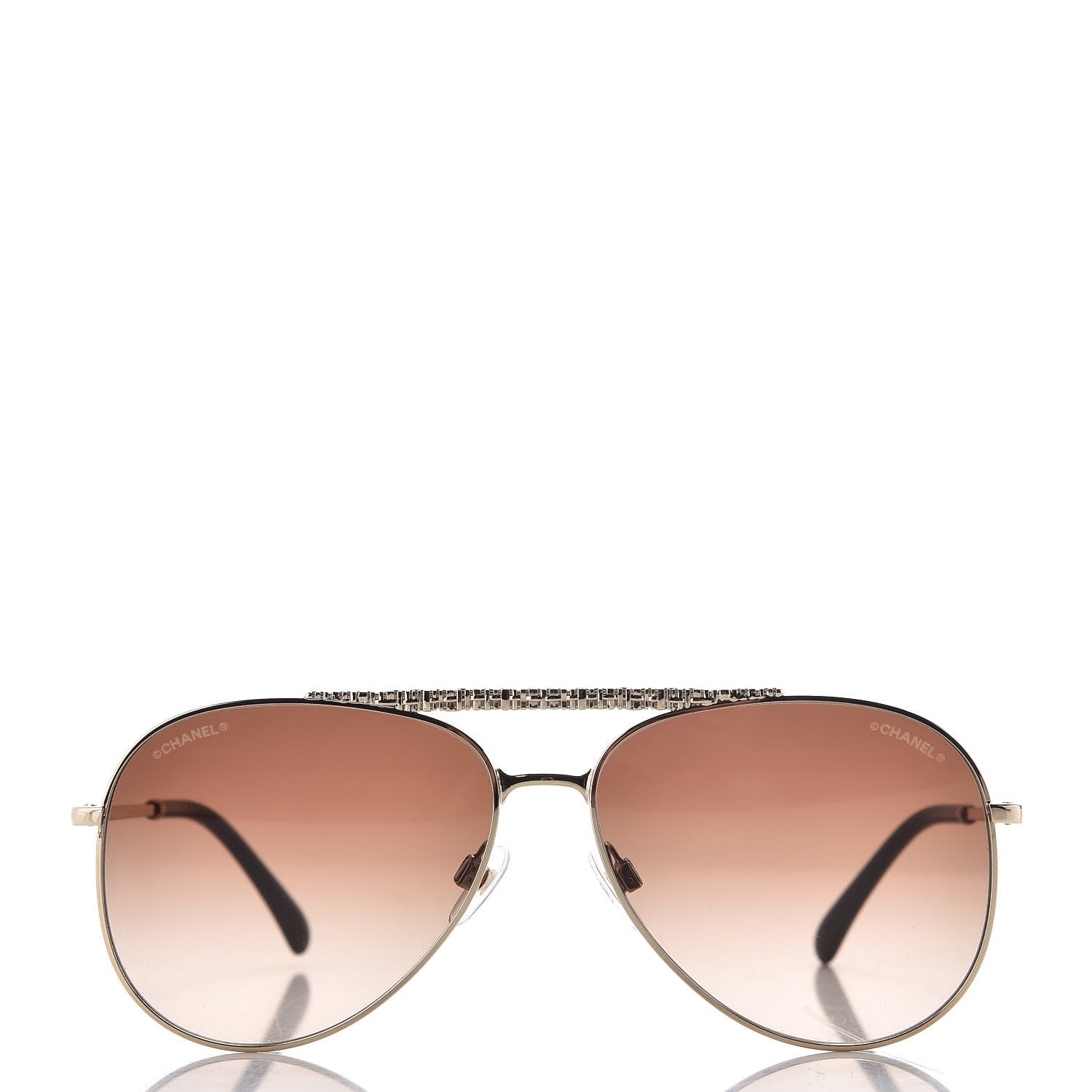 Chanel Aviator Metallic Pilot Sunglasses 4231 Gold 2 of 9