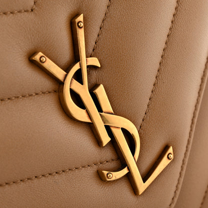 Saint Laurent Lambskin Chevron Quilted Large LouLou Natural Tan 12 of 15