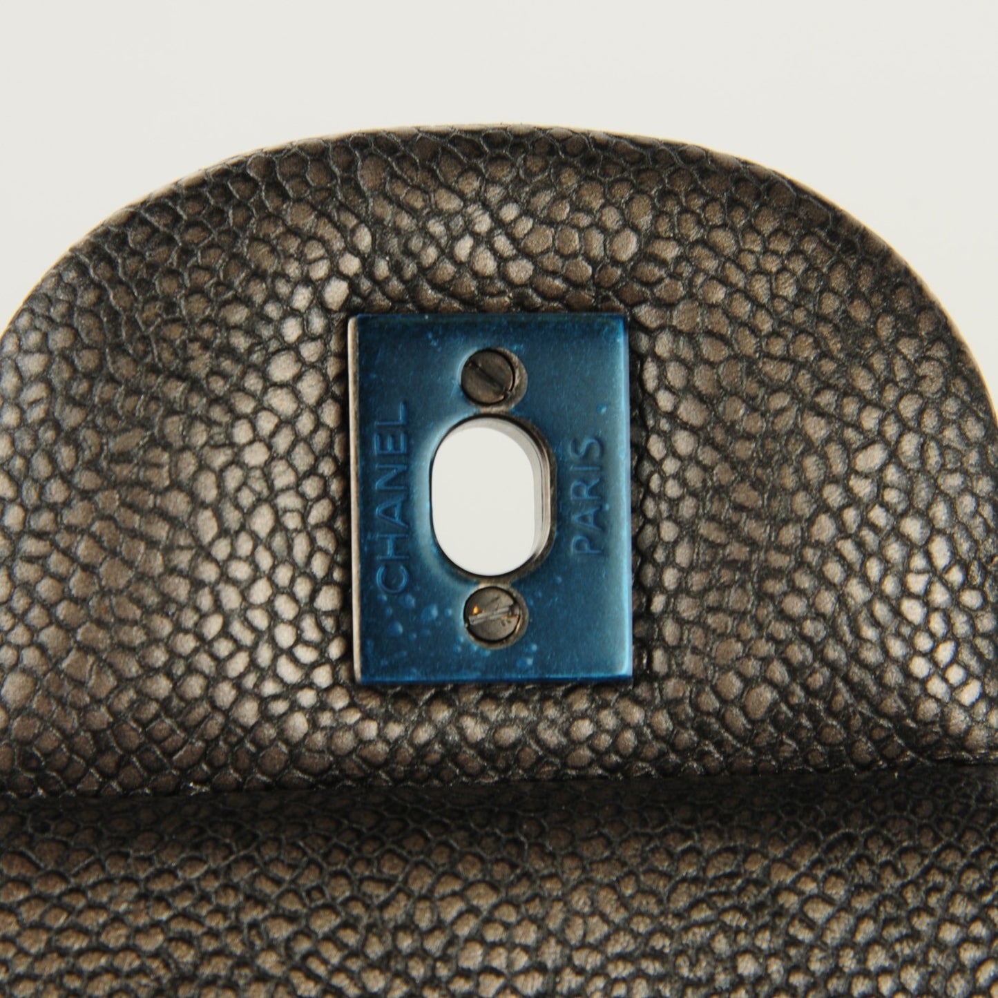 Iridescent Caviar Quilted Jumbo Double Flap Dark Silver