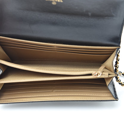 Chanel Goatskin Quilted Pearl Short Handle Clutch With Chain Black 5 of 14
