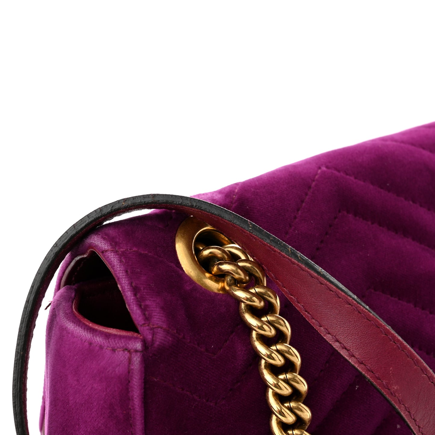 Velvet Matelasse Loved Embroidered Medium GG Marmont Shoulder Bag Fuchsia Violet Cyclamen