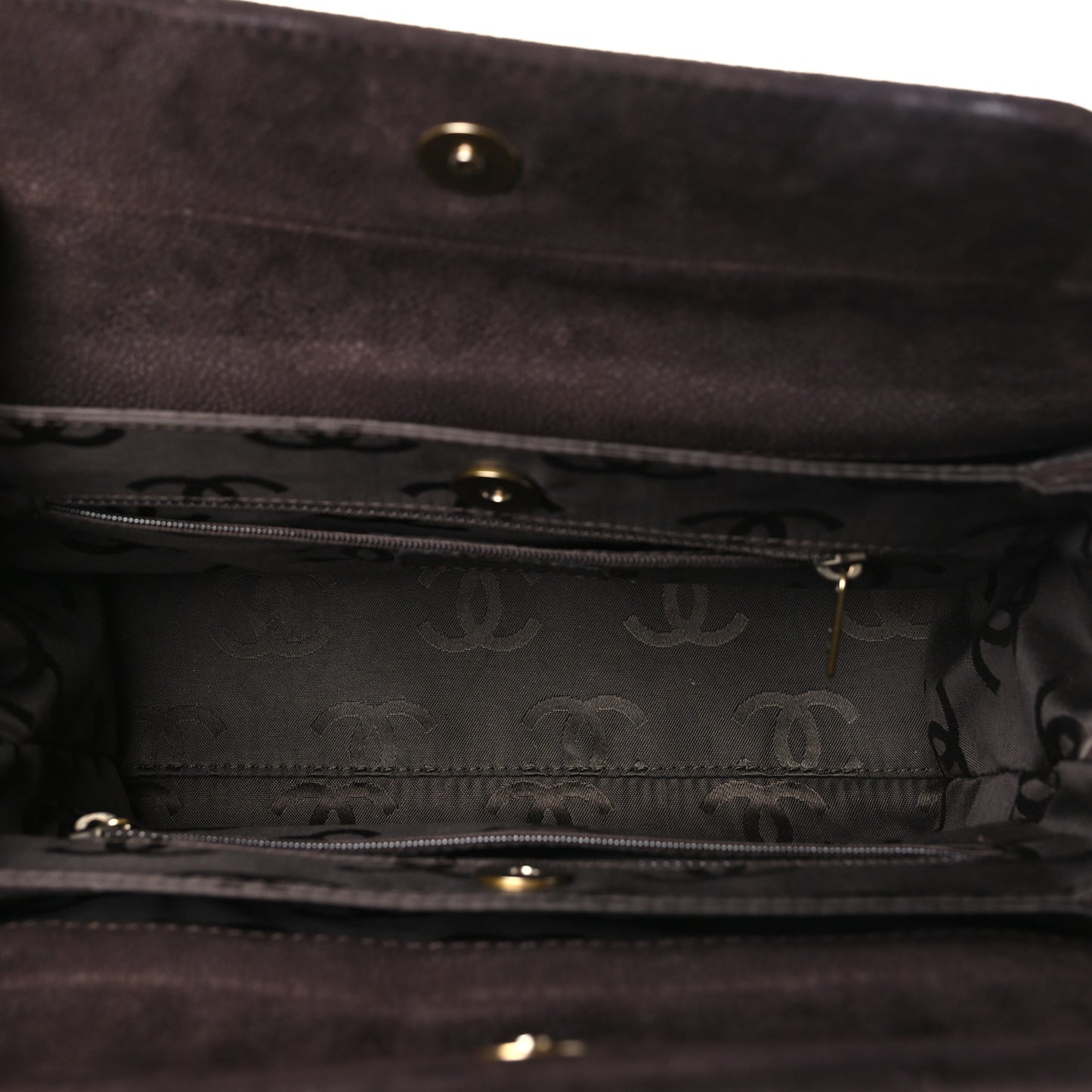 Suede Caviar Stitched CC Shoulder Bag Brown