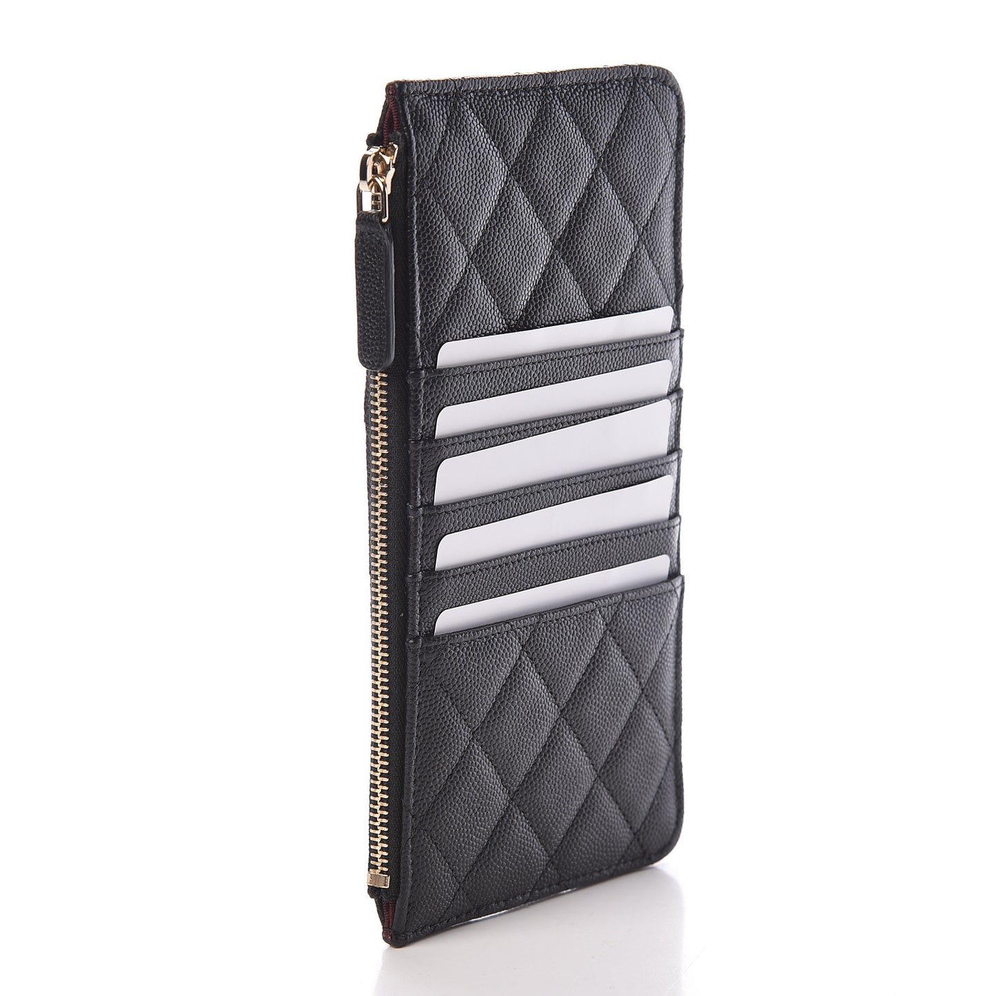 Caviar Quilted Classic Flat Wallet Pouch Black