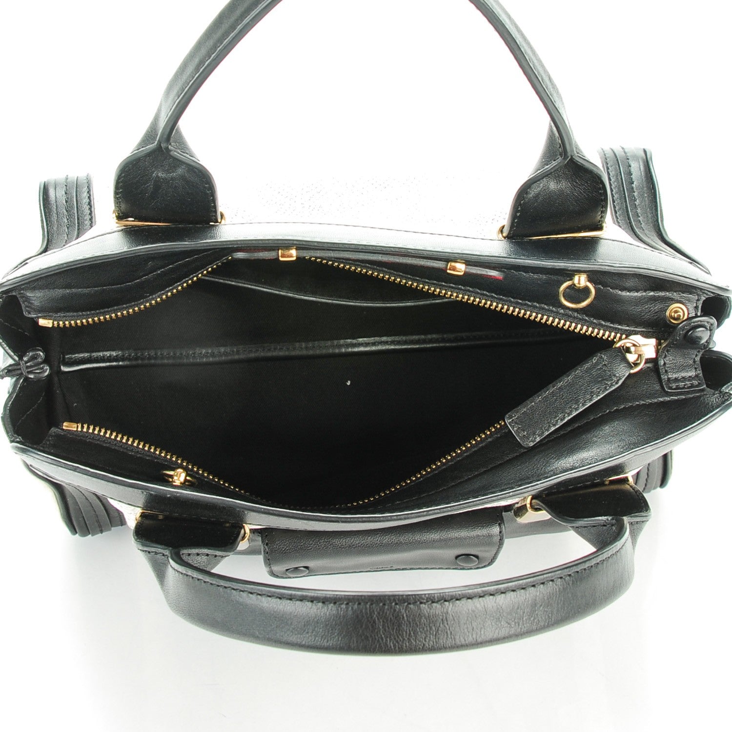 Chloe Calfskin Lizard Embossed Mini Alice Satchel Black White 5 of 8