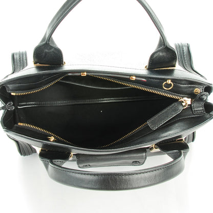 Chloe Calfskin Lizard Embossed Mini Alice Satchel Black White 5 of 8