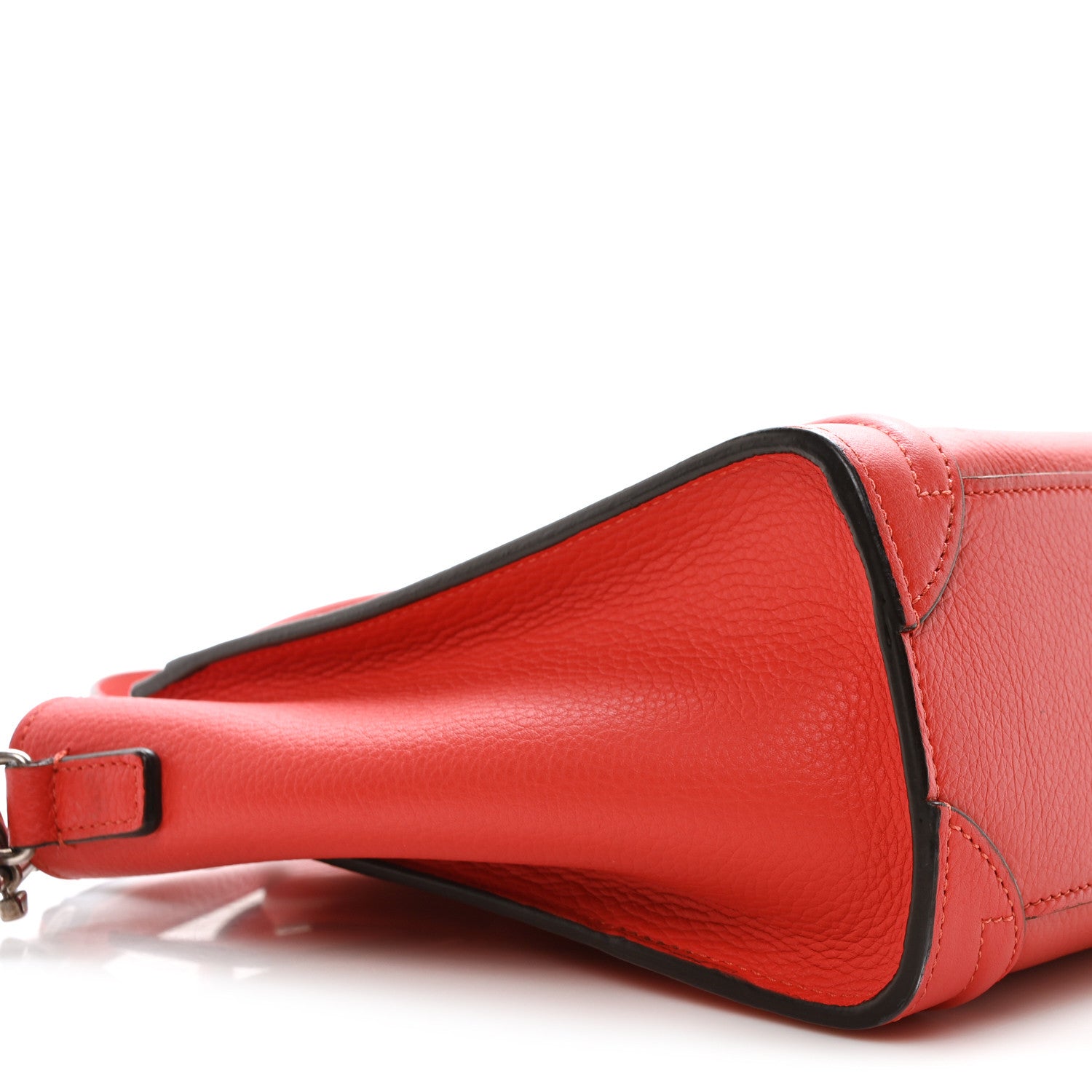 Celine Drummed Calfskin Nano Luggage Vermillion 9 of 10