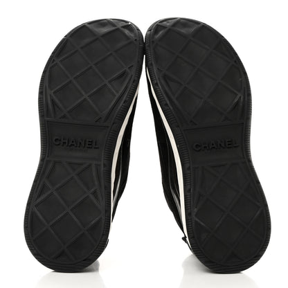 Chanel Suede Calfskin Nylon Grosgrain CC Sneakers 37.5 Black 5 of 9