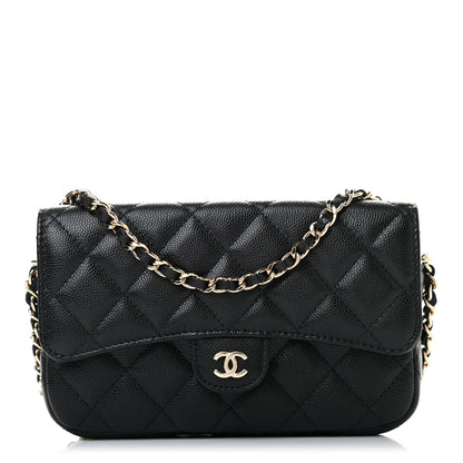 Chanel Caviar Quilted Flap Phone Holder With Chain Black 1 of 8