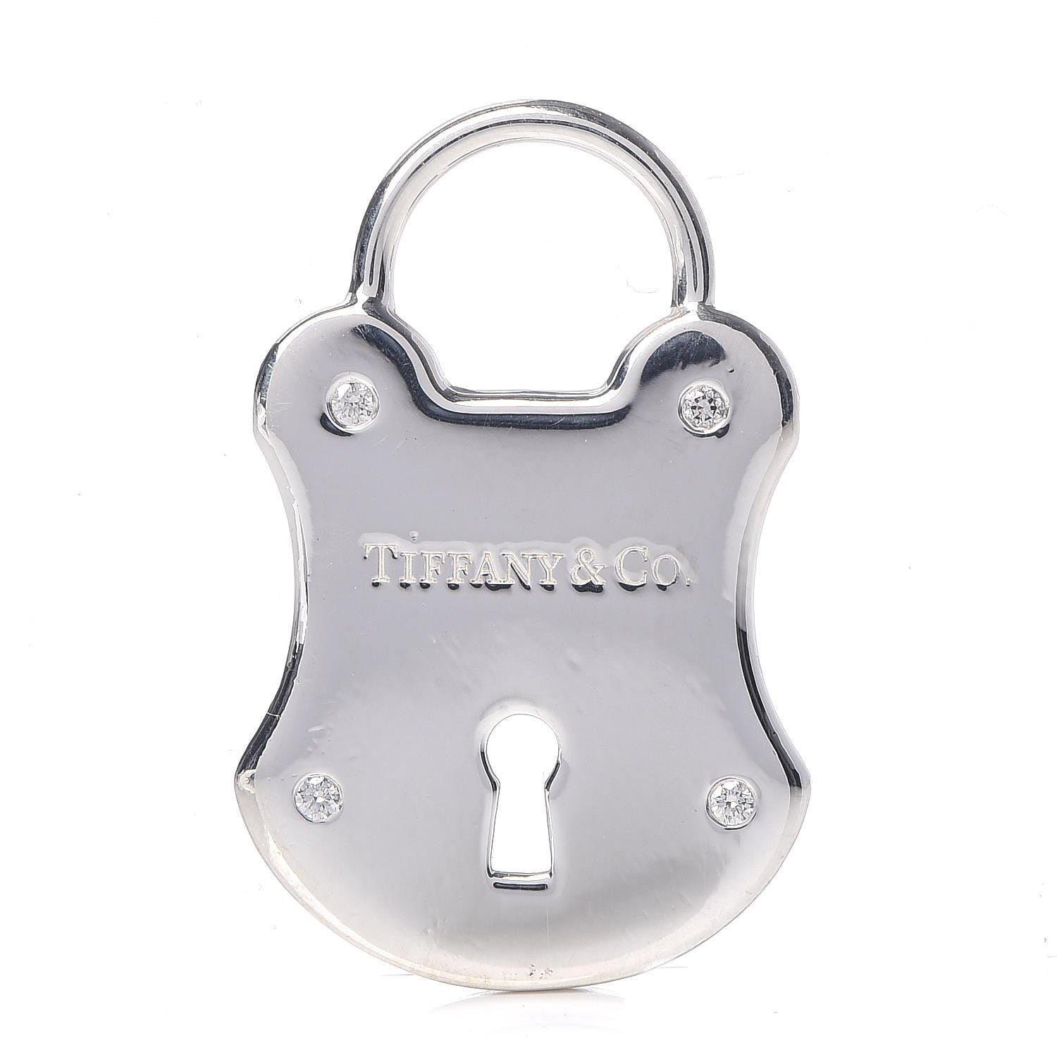 Tiffany Sterling Silver Diamond Lock Pendant 1 of 3
