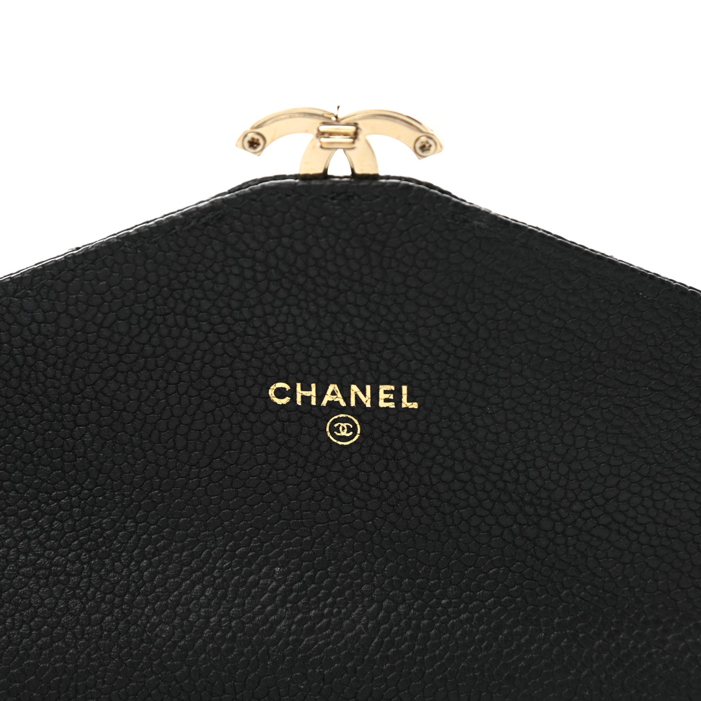 Caviar Quilted CC Box Gusset Flap Wallet Black