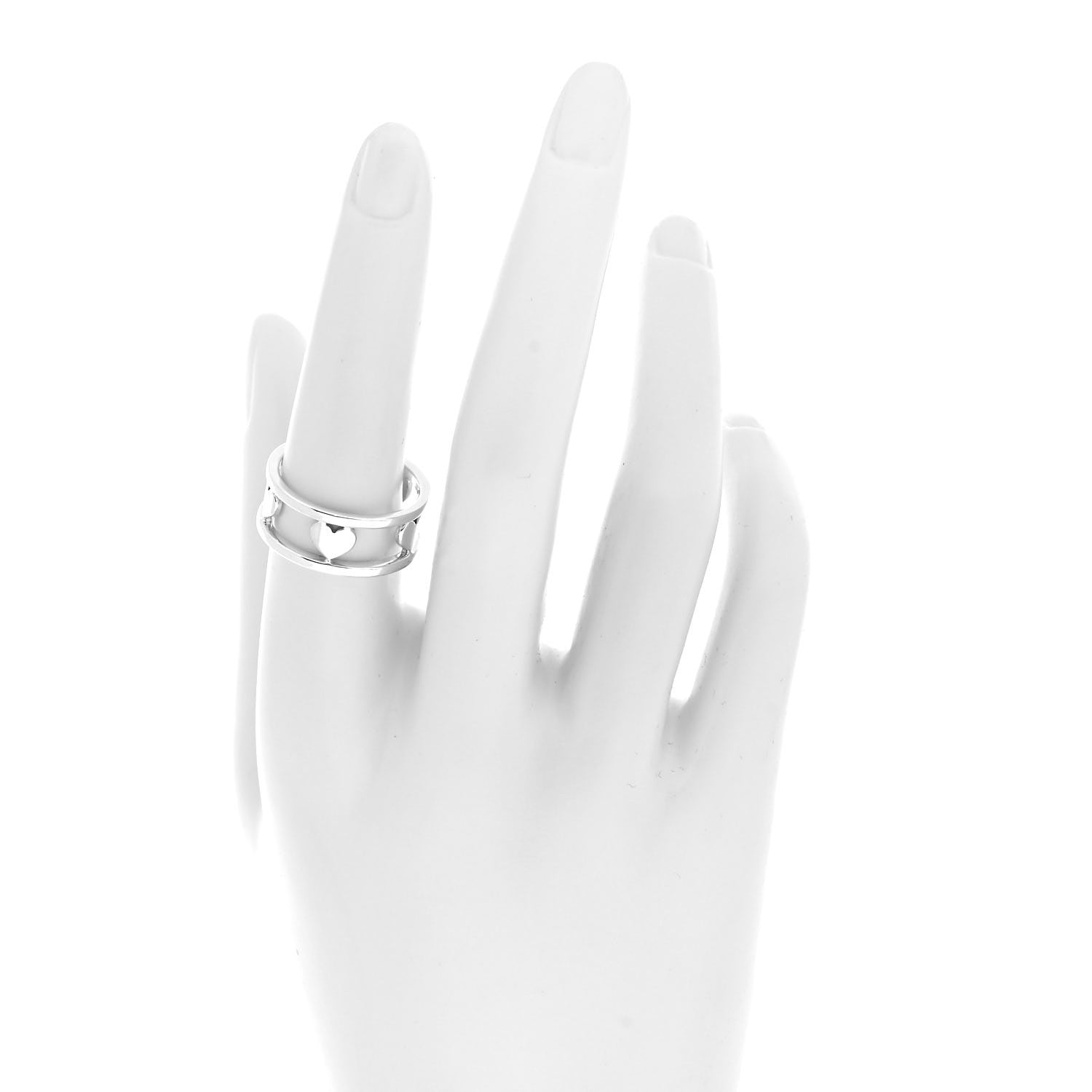 Tiffany Sterling Silver Heart Stencil Band Ring 56 7.75 3 of 4