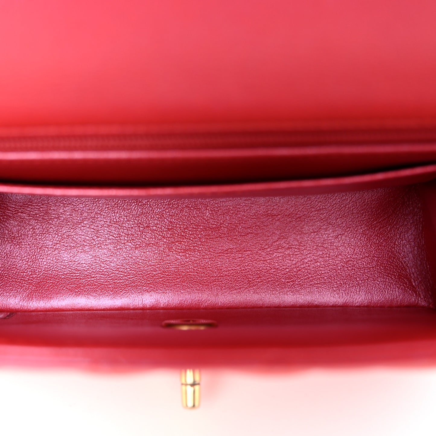 Iridescent Lambskin Quilted Mini Top Handle Rectangular Flap Red