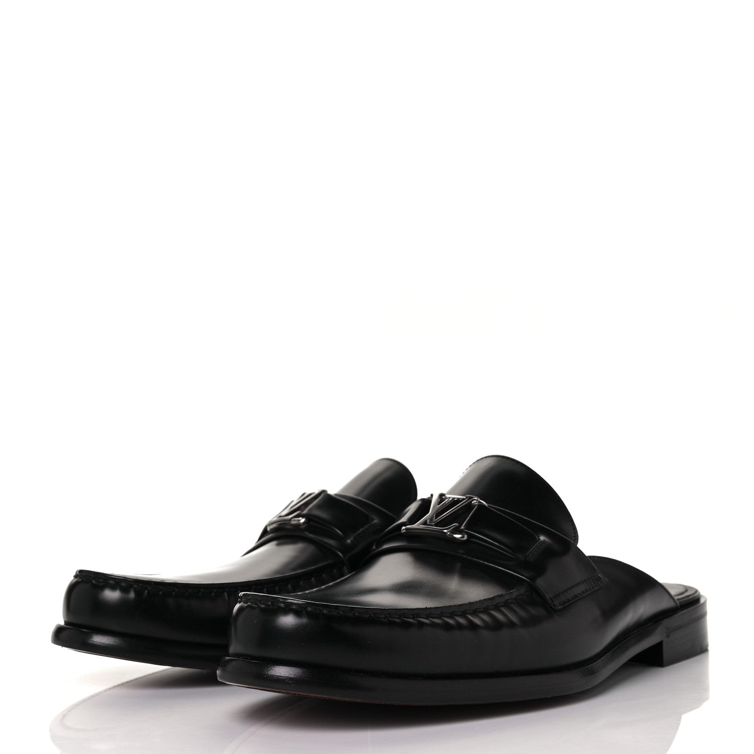 Louis Vuitton Calfskin Major Open Back Loafer 8 Black 3 of 8