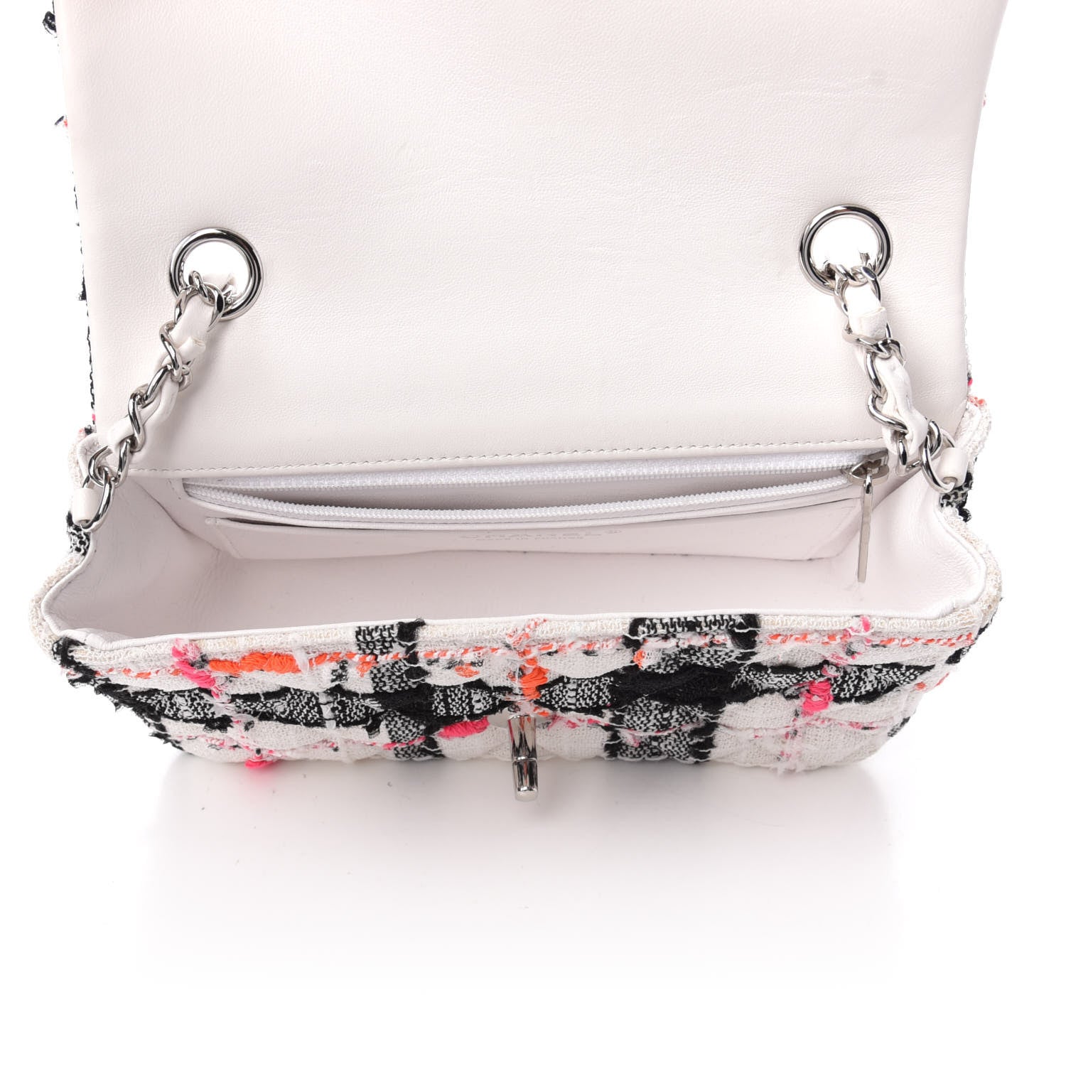 Chanel Tweed Quilted Mini Rectangular Flap Black White Pink 5 of 10
