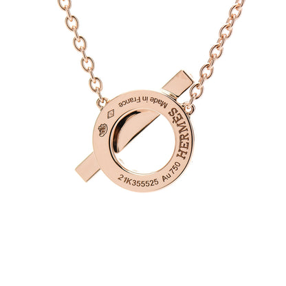 Hermes 18K Rose Gold Diamond Finesse Pendant Necklace 4 of 5