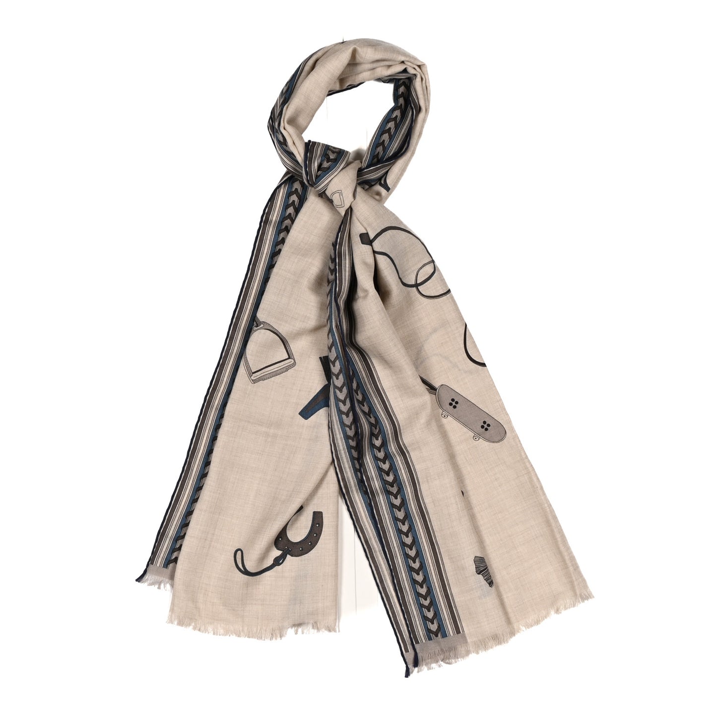 Cashmere Silk Et Gris Gris Rectangle Scarf Naturel Taupe Beige