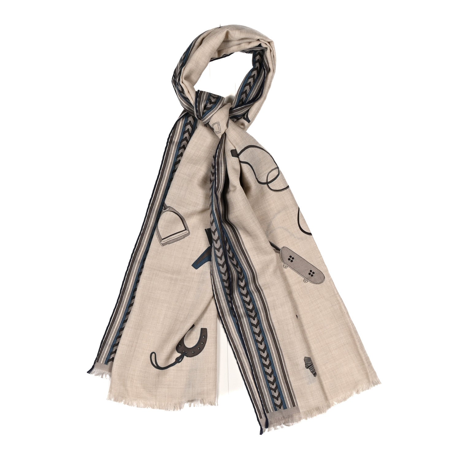 Hermes Cashmere Silk Et Gris Gris Rectangle Scarf Naturel Taupe Beige 1 of 4