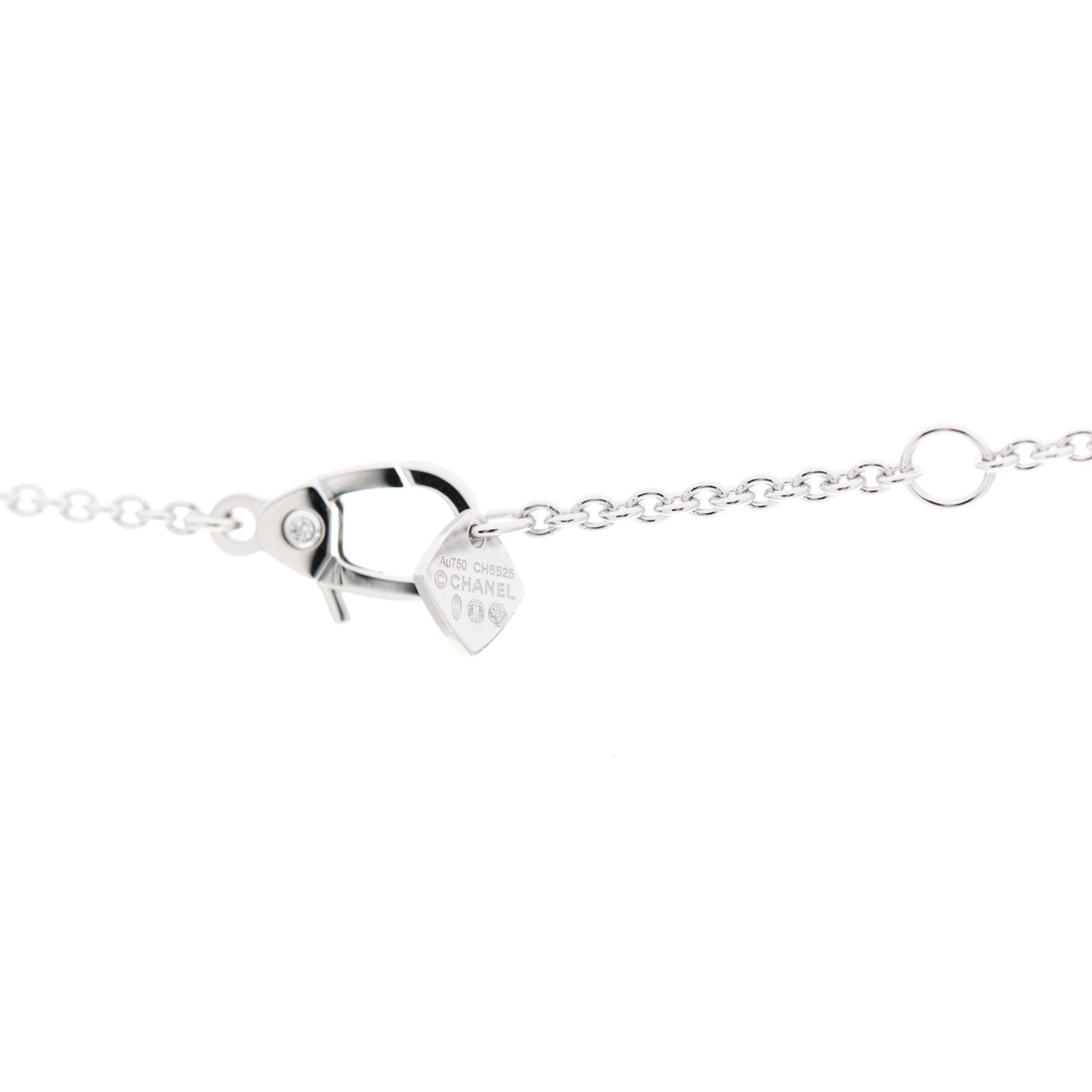 Chanel 18K White Gold Diamond Coco Crush C Necklace 3 of 4