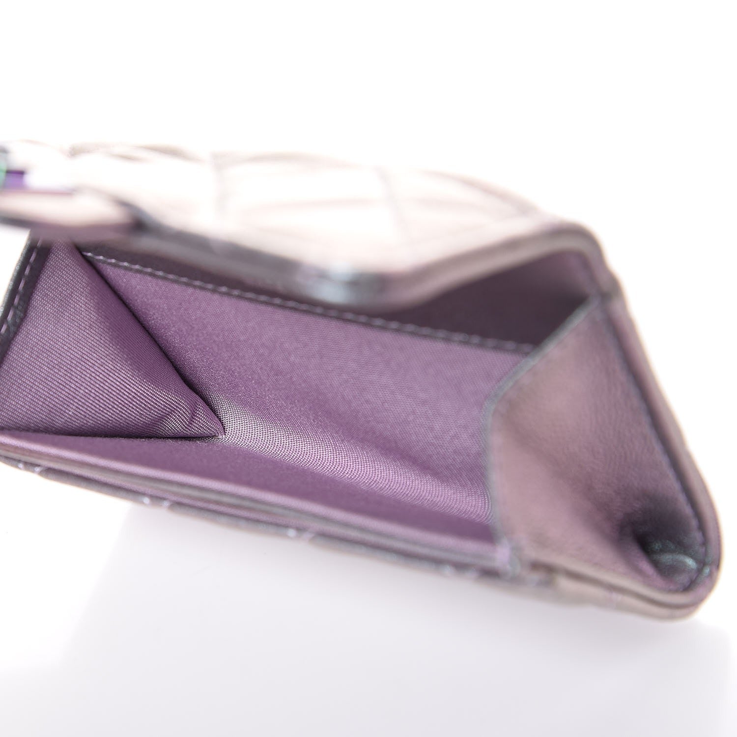 Chanel Iridescent Lambskin Quilted Reissue Flap Card Holder Light Purple 5 of 9