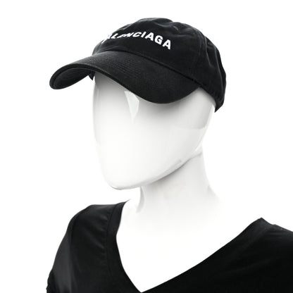 Balenciaga Cotton Logo Classic Baseball Cap 58 L Black White 2 of 8