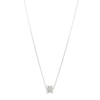 Bulgari 18K White Gold Diamond Small B.Zero1 Pave Pendant Necklace 1 of 6