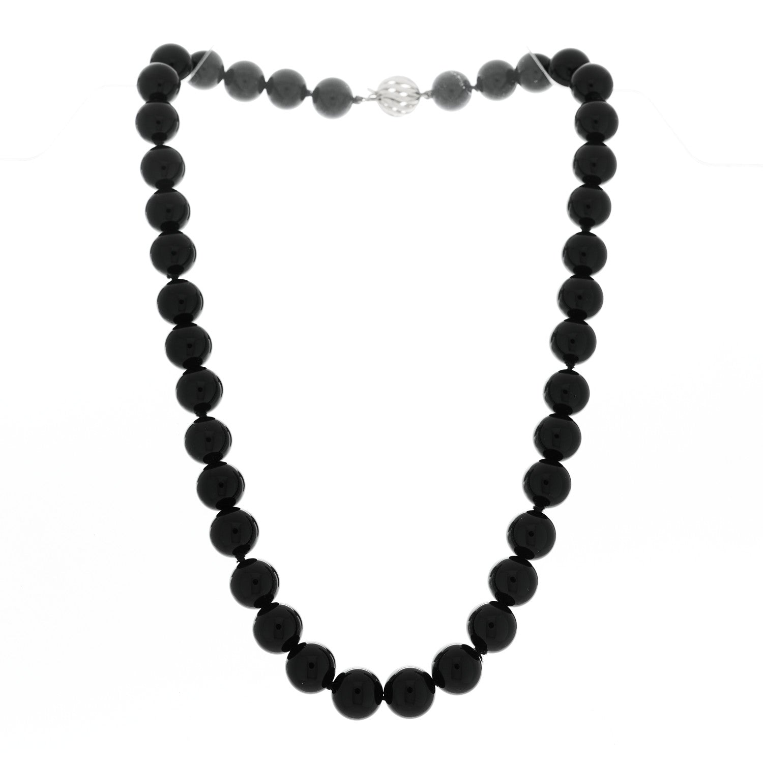 Tiffany Sterling Silver Black Onyx 10mm Paloma Picasso Bead Necklace 3 of 6