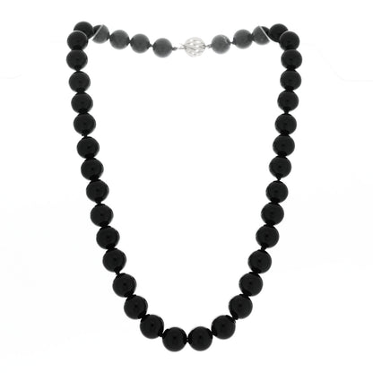 Tiffany Sterling Silver Black Onyx 10mm Paloma Picasso Bead Necklace 3 of 6