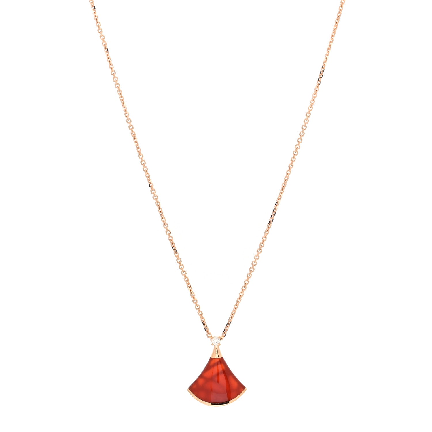 Bulgari 18K Rose Gold Diamond Carnelian Divas' Dream Pendant Necklace 1 of 5