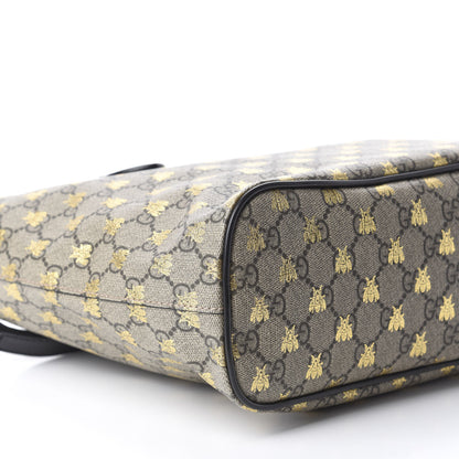 Gucci Soft GG Supreme Monogram Bees Small Crossbody Tote Beige Oro Black 6 of 10