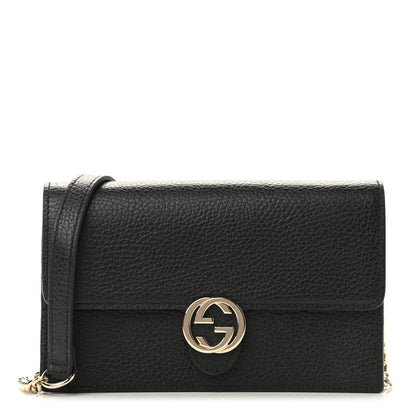 Gucci Dollar Calfskin Interlocking G Chain Wallet Black 1 of 8