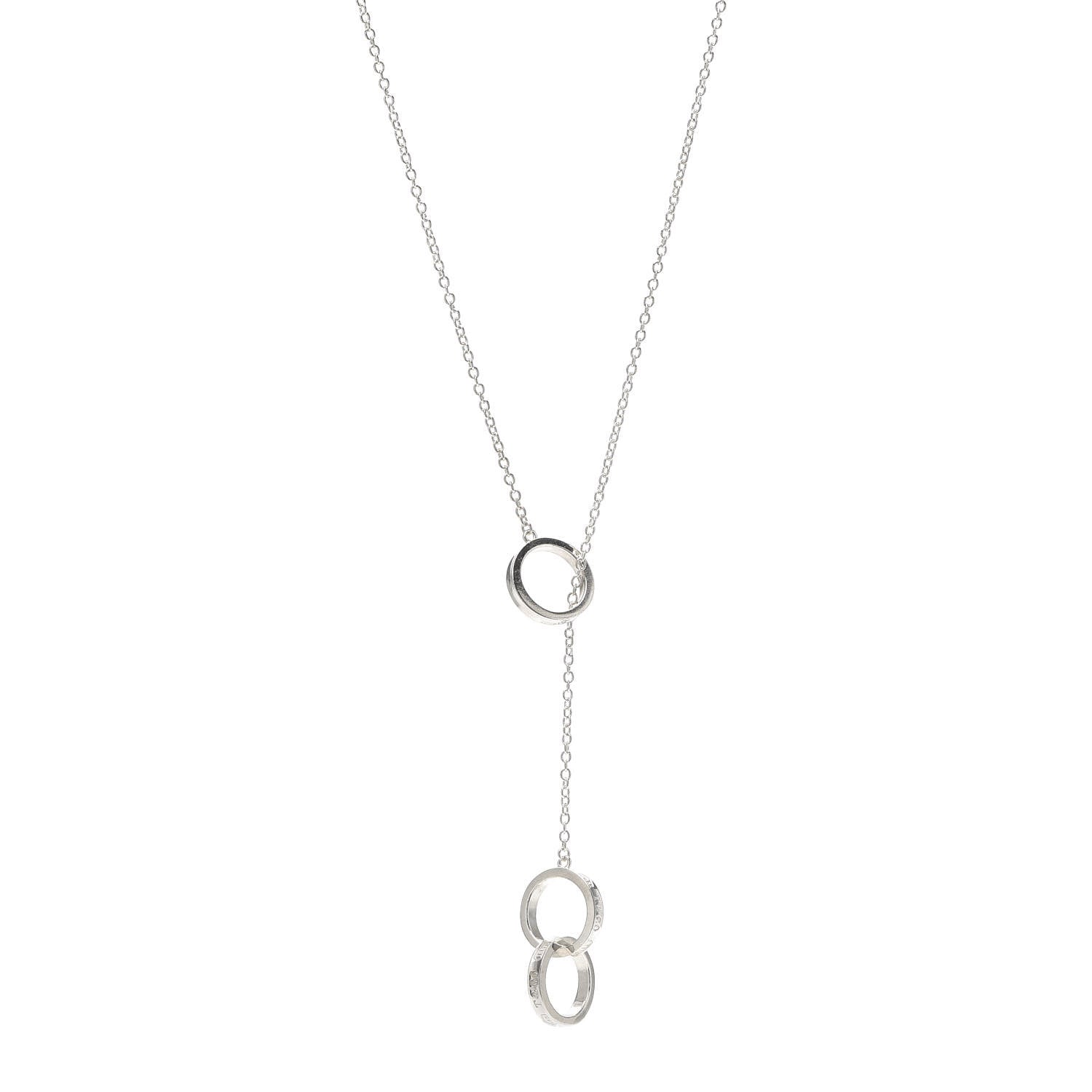 Tiffany Sterling Silver 1837 Interlocking Circles Lariat Necklace 1 of 5