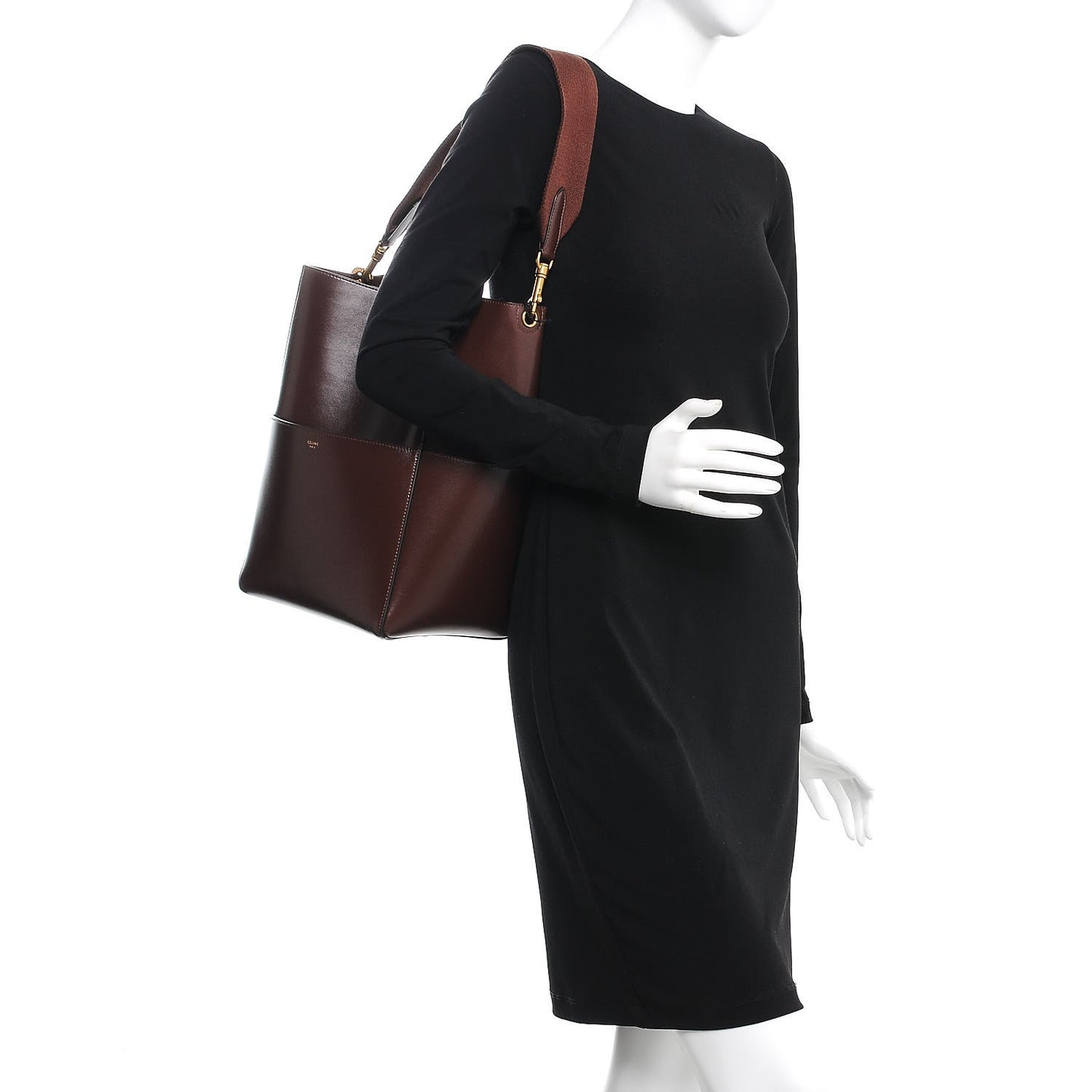 Supersoft Calfskin Sangle Bucket Bag Burgundy