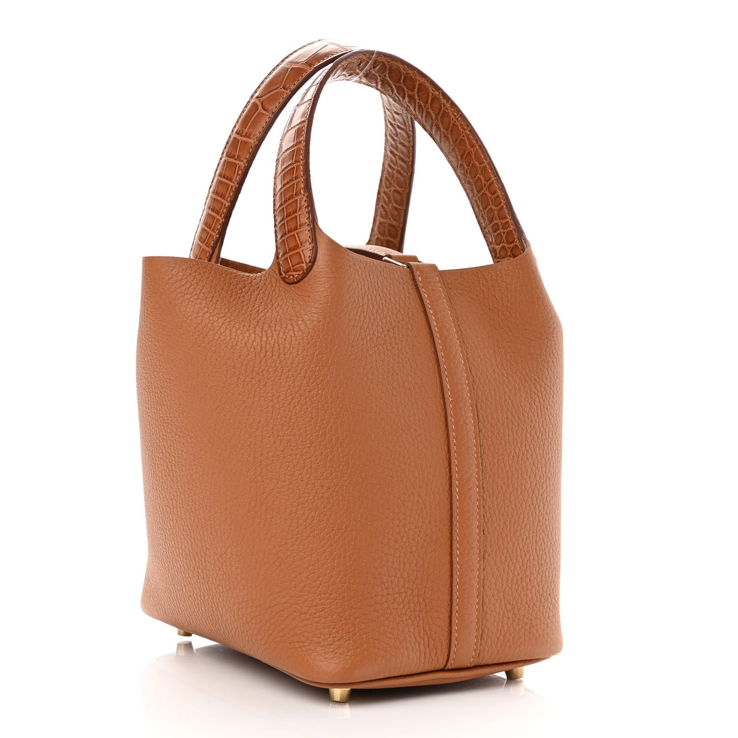 Taurillon Clemence Matte Alligator Picotin Lock Touch 18 PM Gold