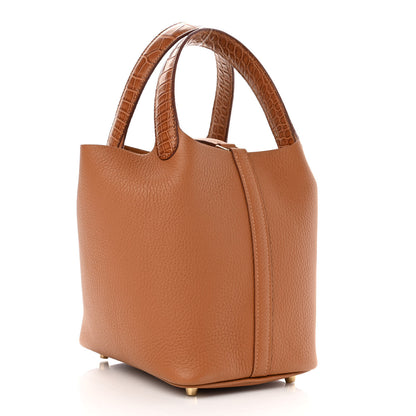 Hermes Taurillon Clemence Matte Alligator Picotin Lock Touch 18 PM Gold 3 of 11