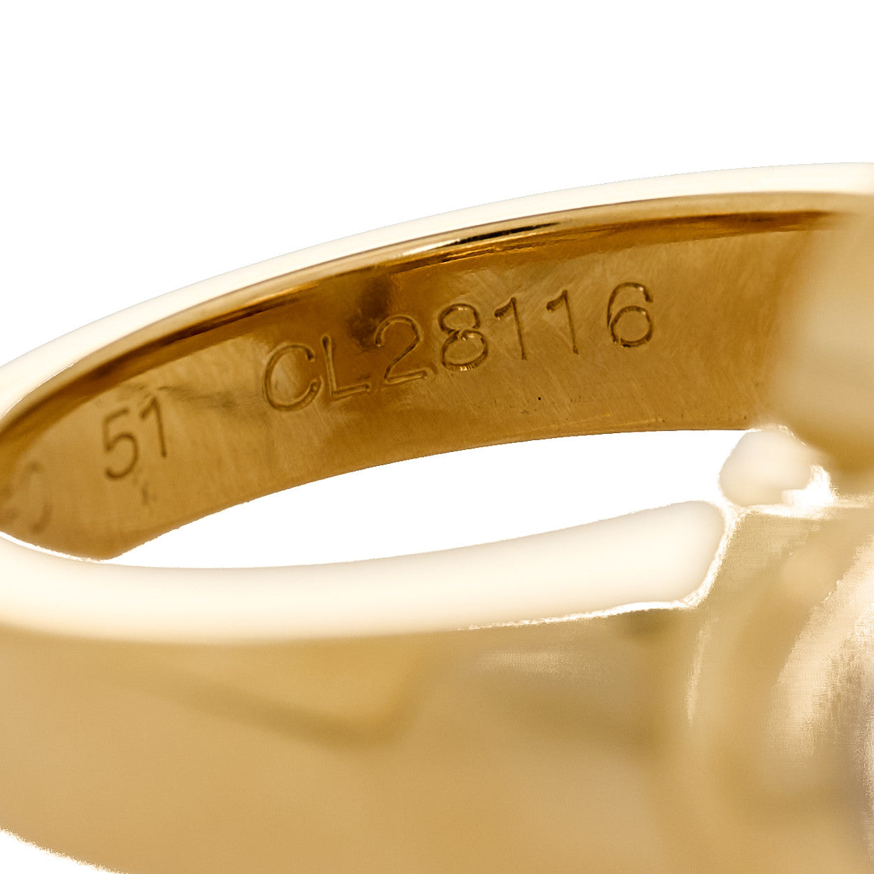 18K Yellow Gold Mother of Pearl Pure Alhambra Ring 51 5.75