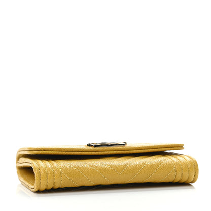 Chanel Caviar Chevron Quilted Boy Card Holder Yellow 3 of 4